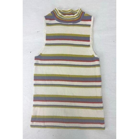 Anthropologie Moth Linen / Rayon Blend Knit Mock Turtleneck Tank Sweater - Small - Picture 1 of 7